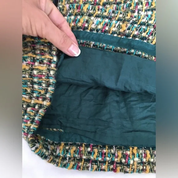 EUC Jcrew multicolored wool mini shirt with gold zippers, fully lined, back zip. - Picture 8 of 9